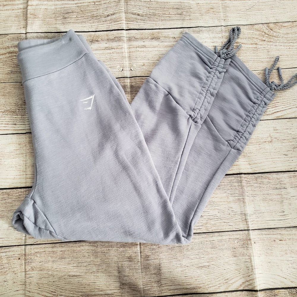 GYMSHARK blueish gray ruched tie hem joggers S